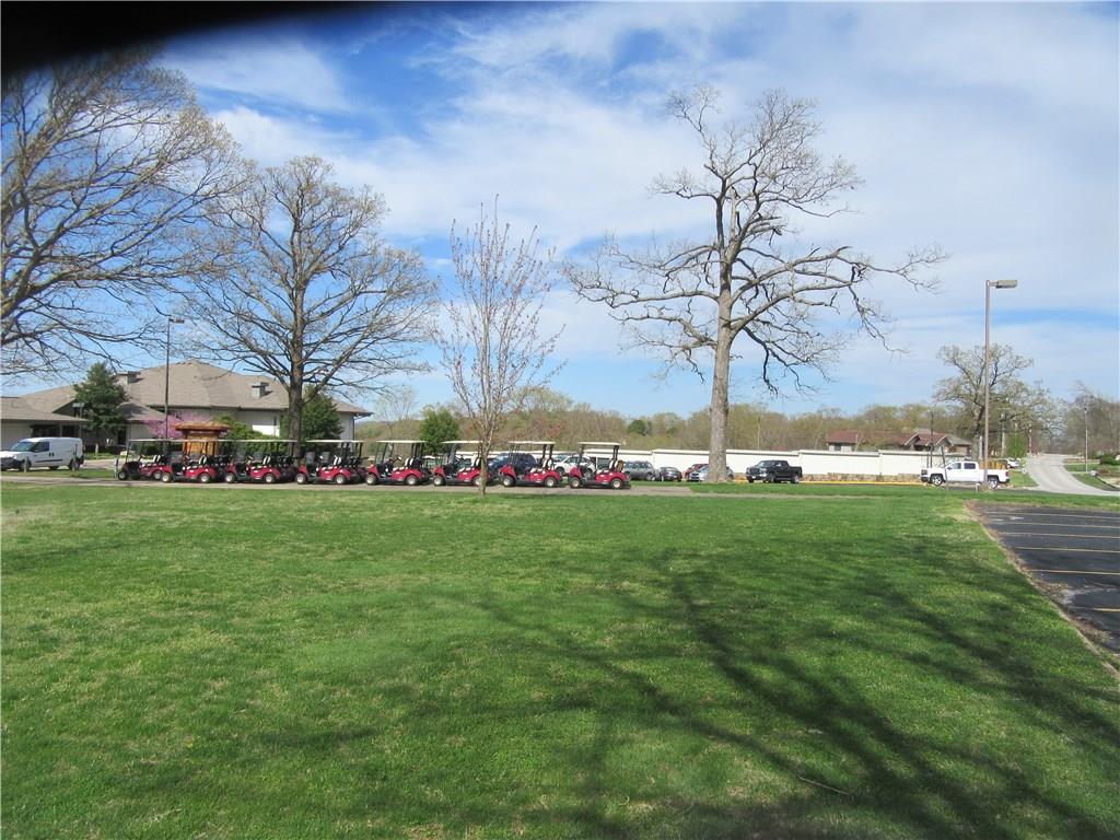 Golf carts are lined up awaiting the golfers